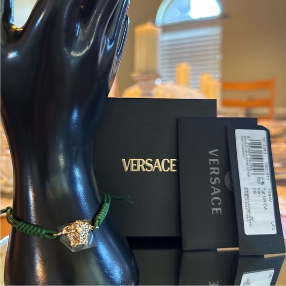 Versace Green and Gold Braided Bracelet - Picture 2 of 3